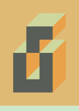 Edward Zajecs 2. Cubo 'nun 1971' deki uygulaması. Esasen 8 taştan oluşan bir Truchet fayans seti ve yerleştirme sanatı illüstrasyonu için kurallar  