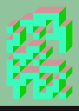 Edward Zajecs 2. Cubo 'nun 1971' deki uygulaması. Esasen 8 taştan oluşan bir Truchet fayans seti ve yerleştirme sanatı illüstrasyonu için kurallar 