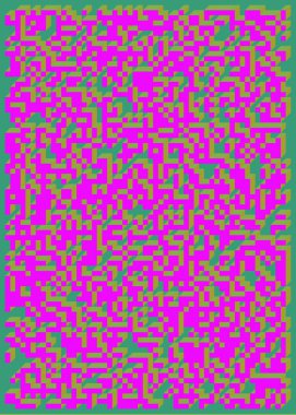 Edward Zajecs 2. Cubo 'nun 1971' deki uygulaması. Esasen 8 taştan oluşan bir Truchet fayans seti ve yerleştirme sanatı illüstrasyonu için kurallar 