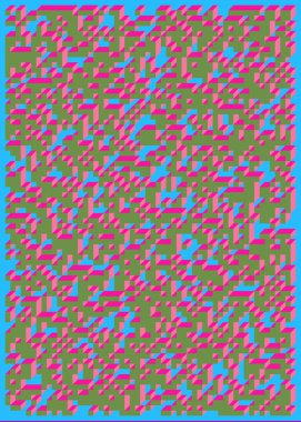 Edward Zajecs 2. Cubo 'nun 1971' deki uygulaması. Esasen 8 taştan oluşan bir Truchet fayans seti ve yerleştirme sanatı illüstrasyonu için kurallar 