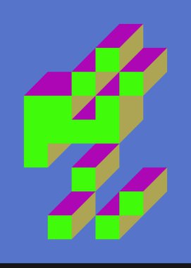 Edward Zajecs 2. Cubo 'nun 1971' deki uygulaması. Esasen 8 taştan oluşan bir Truchet fayans seti ve yerleştirme sanatı illüstrasyonu için kurallar 