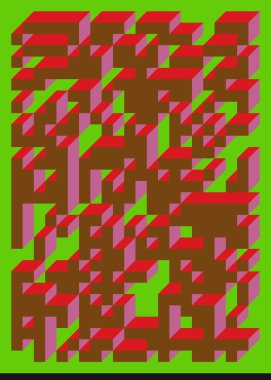 Edward Zajecs 2. Cubo 'nun 1971' deki uygulaması. Esasen 8 taştan oluşan bir Truchet fayans seti ve yerleştirme sanatı illüstrasyonu için kurallar 