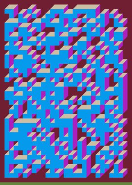 Edward Zajecs 2. Cubo 'nun 1971' deki uygulaması. Esasen 8 taştan oluşan bir Truchet fayans seti ve yerleştirme sanatı illüstrasyonu için kurallar  