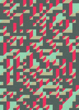 Edward Zajecs 2. Cubo 'nun 1971' deki uygulaması. Esasen 8 taştan oluşan bir Truchet fayans seti ve yerleştirme sanatı illüstrasyonu için kurallar 