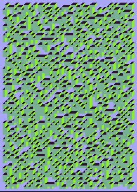 Edward Zajecs 2. Cubo 'nun 1971' deki uygulaması. Esasen 8 taştan oluşan bir Truchet fayans seti ve yerleştirme sanatı illüstrasyonu için kurallar 