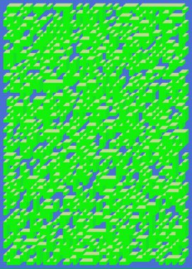 Edward Zajecs 2. Cubo 'nun 1971' deki uygulaması. Esasen 8 taştan oluşan bir Truchet fayans seti ve yerleştirme sanatı illüstrasyonu için kurallar 