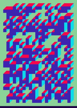 Edward Zajecs 2. Cubo 'nun 1971' deki uygulaması. Esasen 8 taştan oluşan bir Truchet fayans seti ve yerleştirme sanatı illüstrasyonu için kurallar 
