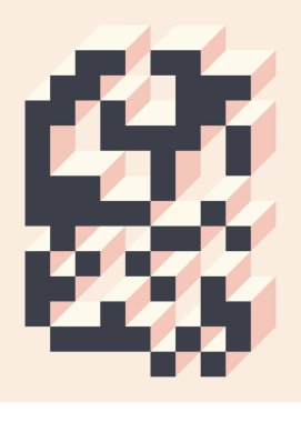 Edward Zajecs 2. Cubo 'nun 1971' deki uygulaması. Esasen 8 taştan oluşan bir Truchet fayans seti ve yerleştirme sanatı illüstrasyonu için kurallar 