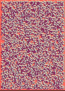 Edward Zajecs 2. Cubo 'nun 1971' deki uygulaması. Esasen 8 taştan oluşan bir Truchet fayans seti ve yerleştirme sanatı illüstrasyonu için kurallar  