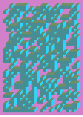 Edward Zajecs 2. Cubo 'nun 1971' deki uygulaması. Esasen 8 taştan oluşan bir Truchet fayans seti ve yerleştirme sanatı illüstrasyonu için kurallar 