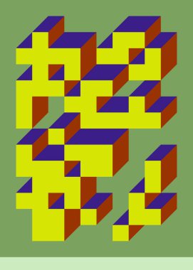 Edward Zajecs 2. Cubo 'nun 1971' deki uygulaması. Esasen 8 taştan oluşan bir Truchet fayans seti ve yerleştirme sanatı illüstrasyonu için kurallar 