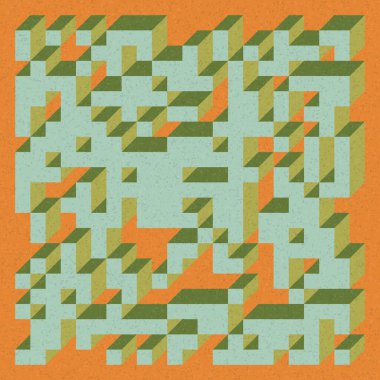 Edward Zajecs 2. Cubo 'nun 1971' deki uygulaması. Esasen 8 taştan oluşan bir Truchet fayans seti ve yerleştirme sanatı illüstrasyonu için kurallar 