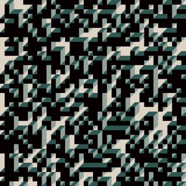 Edward Zajecs 2. Cubo 'nun 1971' deki uygulaması. Esasen 8 taştan oluşan bir Truchet fayans seti ve yerleştirme sanatı illüstrasyonu için kurallar 