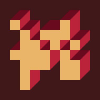 Edward Zajecs 2. Cubo 'nun 1971' deki uygulaması. Esasen 8 taştan oluşan bir Truchet fayans seti ve yerleştirme sanatı illüstrasyonu için kurallar 