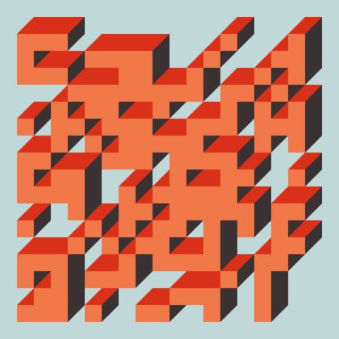 Edward Zajecs 2. Cubo 'nun 1971' deki uygulaması. Esasen 8 taştan oluşan bir Truchet fayans seti ve yerleştirme sanatı illüstrasyonu için kurallar  