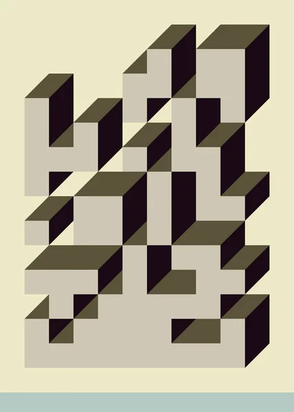 Mise Œuvre Edward Zajecs Cubo Partir 1971 Essentiellement Ensemble Tuiles — Image vectorielle