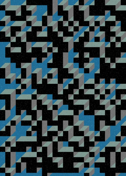 Edward Zajecs 2. Cubo 'nun 1971' deki uygulaması. Esasen 8 taştan oluşan bir Truchet fayans seti ve yerleştirme sanatı illüstrasyonu için kurallar  