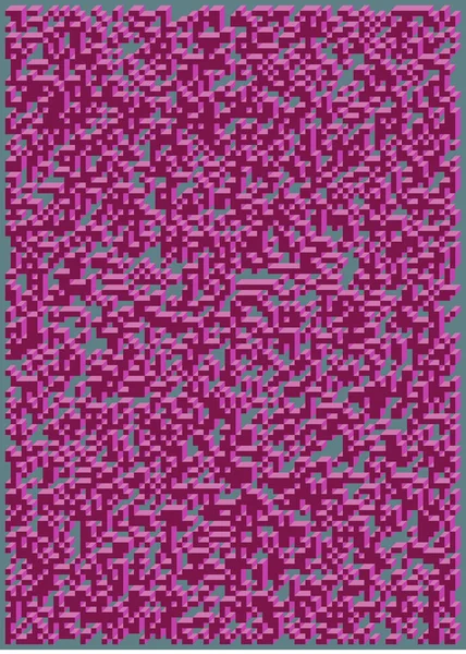 Edward Zajecs 2. Cubo 'nun 1971' deki uygulaması. Esasen 8 taştan oluşan bir Truchet fayans seti ve yerleştirme sanatı illüstrasyonu için kurallar 