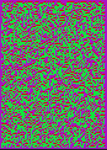 Edward Zajecs 2. Cubo 'nun 1971' deki uygulaması. Esasen 8 taştan oluşan bir Truchet fayans seti ve yerleştirme sanatı illüstrasyonu için kurallar  