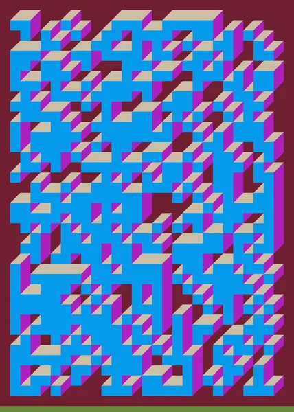 Edward Zajecs 2. Cubo 'nun 1971' deki uygulaması. Esasen 8 taştan oluşan bir Truchet fayans seti ve yerleştirme sanatı illüstrasyonu için kurallar  