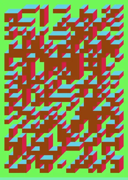 Edward Zajecs 2. Cubo 'nun 1971' deki uygulaması. Esasen 8 taştan oluşan bir Truchet fayans seti ve yerleştirme sanatı illüstrasyonu için kurallar 