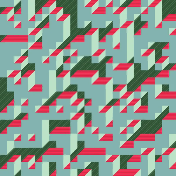 Edward Zajecs 2. Cubo 'nun 1971' deki uygulaması. Esasen 8 taştan oluşan bir Truchet fayans seti ve yerleştirme sanatı illüstrasyonu için kurallar 