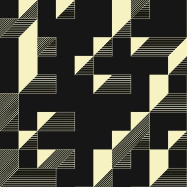 Edward Zajecs 2. Cubo 'nun 1971' deki uygulaması. Esasen 8 taştan oluşan bir Truchet fayans seti ve yerleştirme sanatı illüstrasyonu için kurallar 