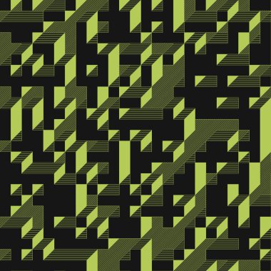 Edward Zajecs 2. Cubo 'nun 1971' deki uygulaması. Esasen 8 taştan oluşan bir Truchet fayans seti ve yerleştirme sanatı illüstrasyonu için kurallar 