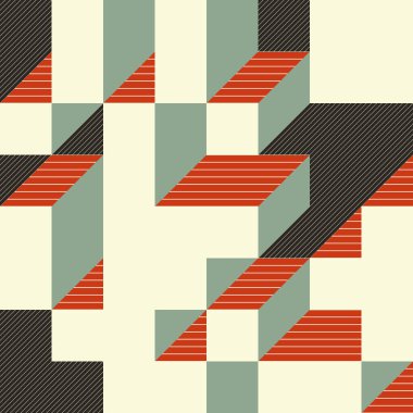 Edward Zajecs 2. Cubo 'nun 1971' deki uygulaması. Esasen 8 taştan oluşan bir Truchet fayans seti ve yerleştirme sanatı illüstrasyonu için kurallar 