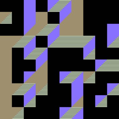 Edward Zajecs 2. Cubo 'nun 1971' deki uygulaması. Esasen 8 taştan oluşan bir Truchet fayans seti ve yerleştirme sanatı illüstrasyonu için kurallar 