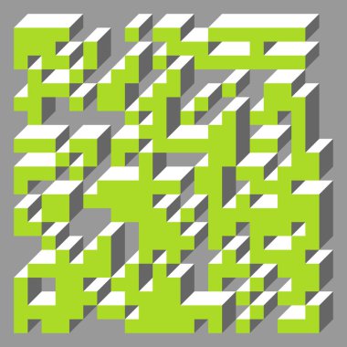 Edward Zajecs 2. Cubo 'nun 1971' deki uygulaması. Esasen 8 taştan oluşan bir Truchet fayans seti ve yerleştirme sanatı illüstrasyonu için kurallar 