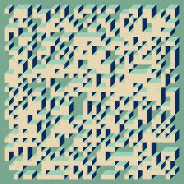 Edward Zajecs 2. Cubo 'nun 1971' deki uygulaması. Esasen 8 taştan oluşan bir Truchet fayans seti ve yerleştirme sanatı illüstrasyonu için kurallar 