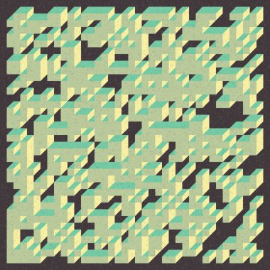 Edward Zajecs 2. Cubo 'nun 1971' deki uygulaması. Esasen 8 taştan oluşan bir Truchet fayans seti ve yerleştirme sanatı illüstrasyonu için kurallar 