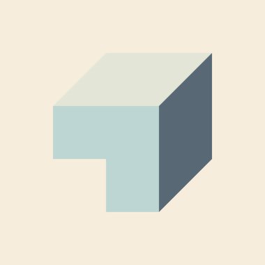 Edward Zajecs 2. Cubo 'nun 1971' deki uygulaması. Esasen 8 taştan oluşan bir Truchet fayans seti ve yerleştirme sanatı illüstrasyonu için kurallar  