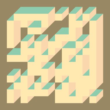 Edward Zajecs 2. Cubo 'nun 1971' deki uygulaması. Esasen 8 taştan oluşan bir Truchet fayans seti ve yerleştirme sanatı illüstrasyonu için kurallar  