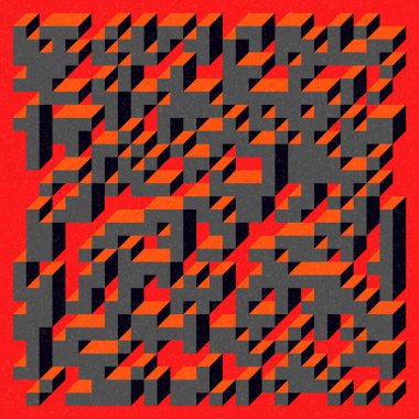 Edward Zajecs 2. Cubo 'nun 1971' deki uygulaması. Esasen 8 taştan oluşan bir Truchet fayans seti ve yerleştirme sanatı illüstrasyonu için kurallar 