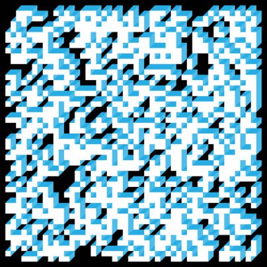 Edward Zajecs 2. Cubo 'nun 1971' deki uygulaması. Esasen 8 taştan oluşan bir Truchet fayans seti ve yerleştirme sanatı illüstrasyonu için kurallar 