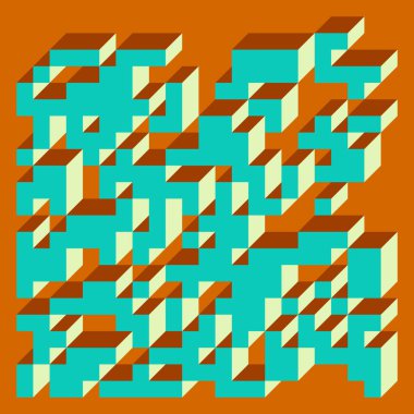 Edward Zajecs 2. Cubo 'nun 1971' deki uygulaması. Esasen 8 taştan oluşan bir Truchet fayans seti ve yerleştirme sanatı illüstrasyonu için kurallar 