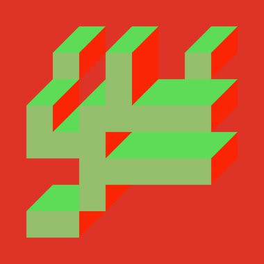 Edward Zajecs 2. Cubo 'nun 1971' deki uygulaması. Esasen 8 taştan oluşan bir Truchet fayans seti ve yerleştirme sanatı illüstrasyonu için kurallar 