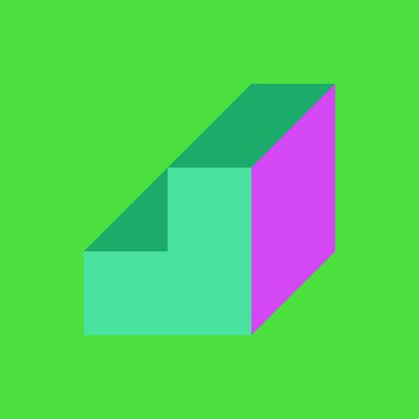 Edward Zajecs 2. Cubo 'nun 1971' deki uygulaması. Esasen 8 taştan oluşan bir Truchet fayans seti ve yerleştirme sanatı illüstrasyonu için kurallar  