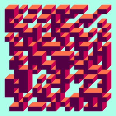 Edward Zajecs 2. Cubo 'nun 1971' deki uygulaması. Esasen 8 taştan oluşan bir Truchet fayans seti ve yerleştirme sanatı illüstrasyonu için kurallar 