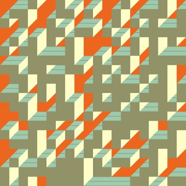 Edward Zajecs 2. Cubo 'nun 1971' deki uygulaması. Esasen 8 taştan oluşan bir Truchet fayans seti ve yerleştirme sanatı illüstrasyonu için kurallar  