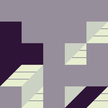 Edward Zajecs 2. Cubo 'nun 1971' deki uygulaması. Esasen 8 taştan oluşan bir Truchet fayans seti ve yerleştirme sanatı illüstrasyonu için kurallar 