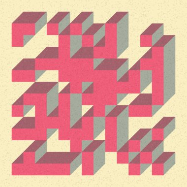 Edward Zajecs 2. Cubo 'nun 1971' deki uygulaması. Esasen 8 taştan oluşan bir Truchet fayans seti ve yerleştirme sanatı illüstrasyonu için kurallar 