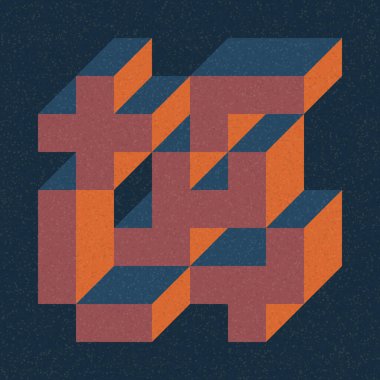 Edward Zajecs 2. Cubo 'nun 1971' deki uygulaması. Esasen 8 taştan oluşan bir Truchet fayans seti ve yerleştirme sanatı illüstrasyonu için kurallar 