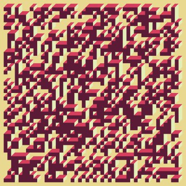 Edward Zajecs 2. Cubo 'nun 1971' deki uygulaması. Esasen 8 taştan oluşan bir Truchet fayans seti ve yerleştirme sanatı illüstrasyonu için kurallar  