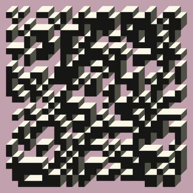 Edward Zajecs 2. Cubo 'nun 1971' deki uygulaması. Esasen 8 taştan oluşan bir Truchet fayans seti ve yerleştirme sanatı illüstrasyonu için kurallar 