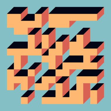 Edward Zajecs 2. Cubo 'nun 1971' deki uygulaması. Esasen 8 taştan oluşan bir Truchet fayans seti ve yerleştirme sanatı illüstrasyonu için kurallar 