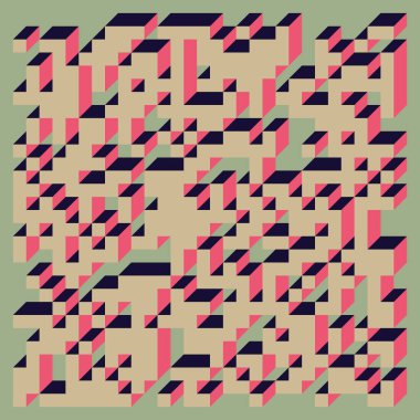 Edward Zajecs 2. Cubo 'nun 1971' deki uygulaması. Esasen 8 taştan oluşan bir Truchet fayans seti ve yerleştirme sanatı illüstrasyonu için kurallar 