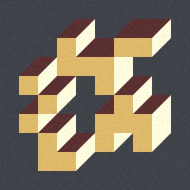 Edward Zajecs 2. Cubo 'nun 1971' deki uygulaması. Esasen 8 taştan oluşan bir Truchet fayans seti ve yerleştirme sanatı illüstrasyonu için kurallar 